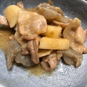長芋と蒟蒻と豚肉の炒め物